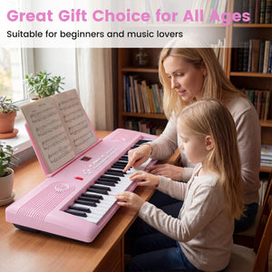 61 Key Electric Portable Digital Keyboard Piano for Beginner-Pink
