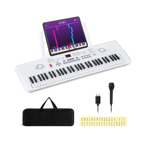 61 Key Electric Portable Digital Keyboard Piano for Beginner-White