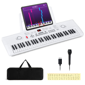 61 Key Electric Portable Digital Keyboard Piano for Beginner-White