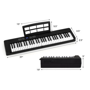61-Key Foldable Piano Keyboard Full-size Electronic Keyboard with MIDI and Split Function-Black
