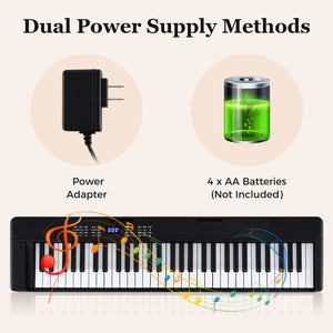 61-Key Foldable Piano Keyboard Full-size Electronic Keyboard with MIDI and Split Function-Black