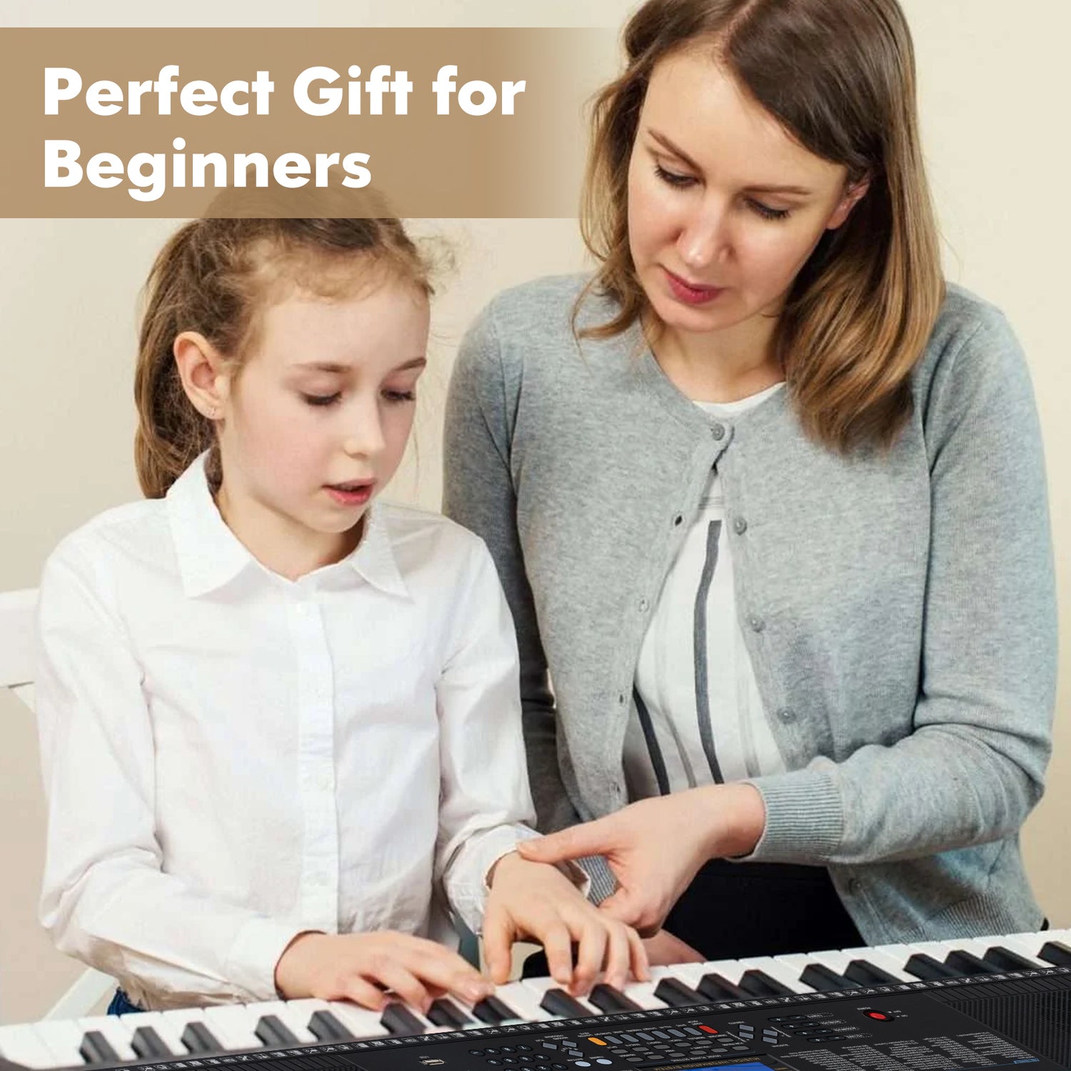 61-Key Portable Electronic Keyboard Piano with Stand and Stool