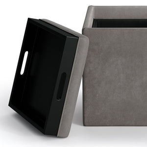 Rockwood - Upholstered Cube Storage Ottoman With Tray by Couch.com