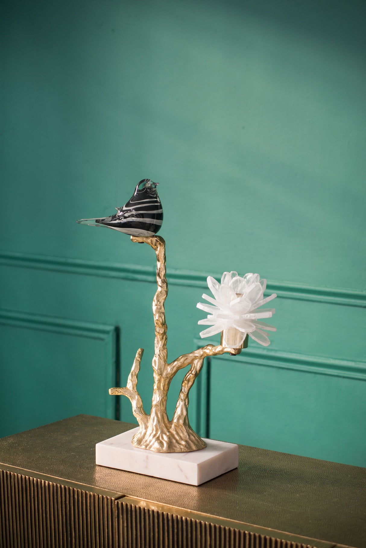 Aluminum Candle Holder With Marble Stand by Couch.com