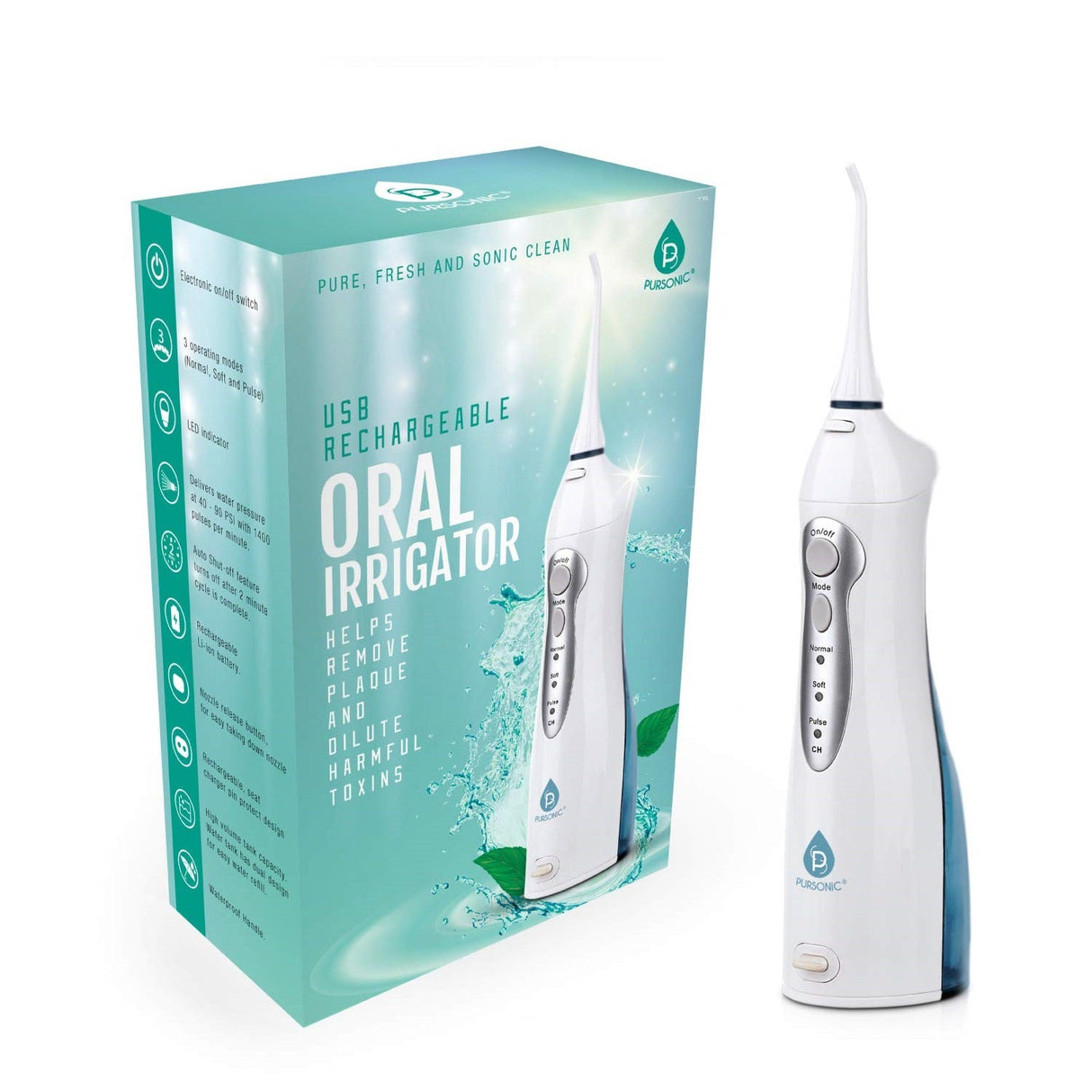 Complete Oral Care Bundle – UV Sonic Toothbrush W 12 Brush Heads, Ultrasonic UV-C Cleaner Pod & Rechargeable Water Flosser