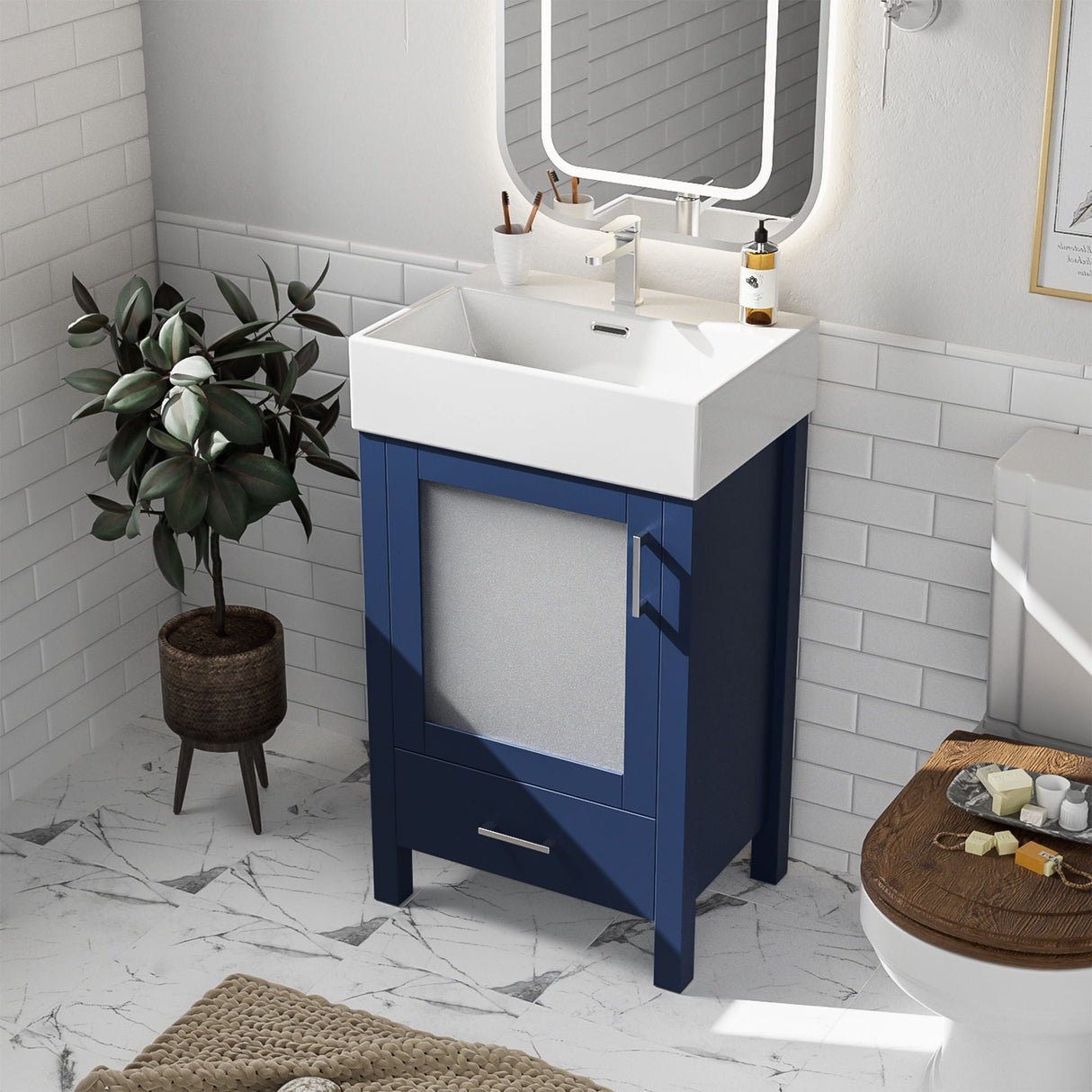 Bathroom Vanity With Ceramic Sink And Ample Storage, Ideal For Small Bathrooms by Couch.com