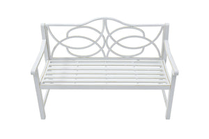 Outdoor Garden Patio Bench With Backrest And Armrest, Slatted Seat For Park, Yard & Porch, Balcony, Accommodates 2 - 3 People - White by Couch.com
