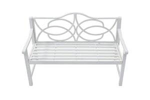 Outdoor Garden Patio Bench With Backrest And Armrest, Slatted Seat For Park, Yard & Porch, Balcony, Accommodates 2 - 3 People - White by Couch.com
