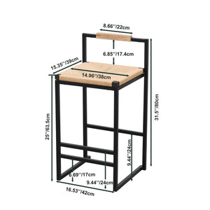 Stylish (Set of 2) Bar Stools With Backrest And Paper Rope Woven Seat, Counter Height Dining Chairs For Kitchen - Natural by Couch.com