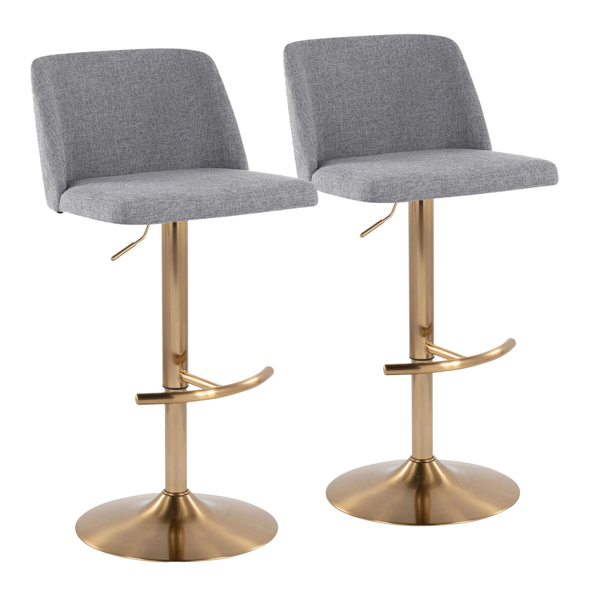 Toriano - Contemporary Adjustable Barstool With Swivel With Rounded T Footrest (Set of 2) by Couch.com