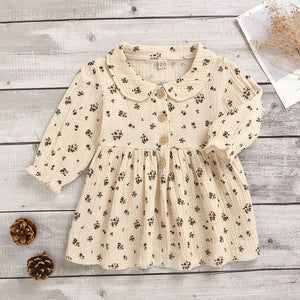 Girls' College style foam cotton print Lapel princess skirt