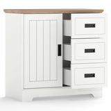 Farmhouse Sideboard Buffet Cabinet Kitchen Pantry with Sliding Doors-White