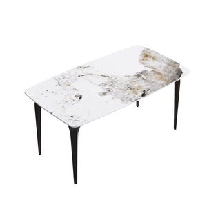 Modern Artificial Stone Pandora Curved Leg Dining Table 6 People - Antique White by Couch.com