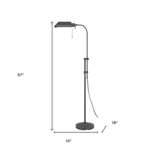 Gray Metal Adjustable Reading Floor Lamp With Gray Metal Shade