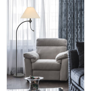 68" Bronze Metal Reading Floor Lamp With Off White Fabric Empire Shade