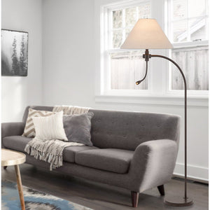 68" Rust Metal Reading Floor Lamp With Gray Fabric Empire Shade