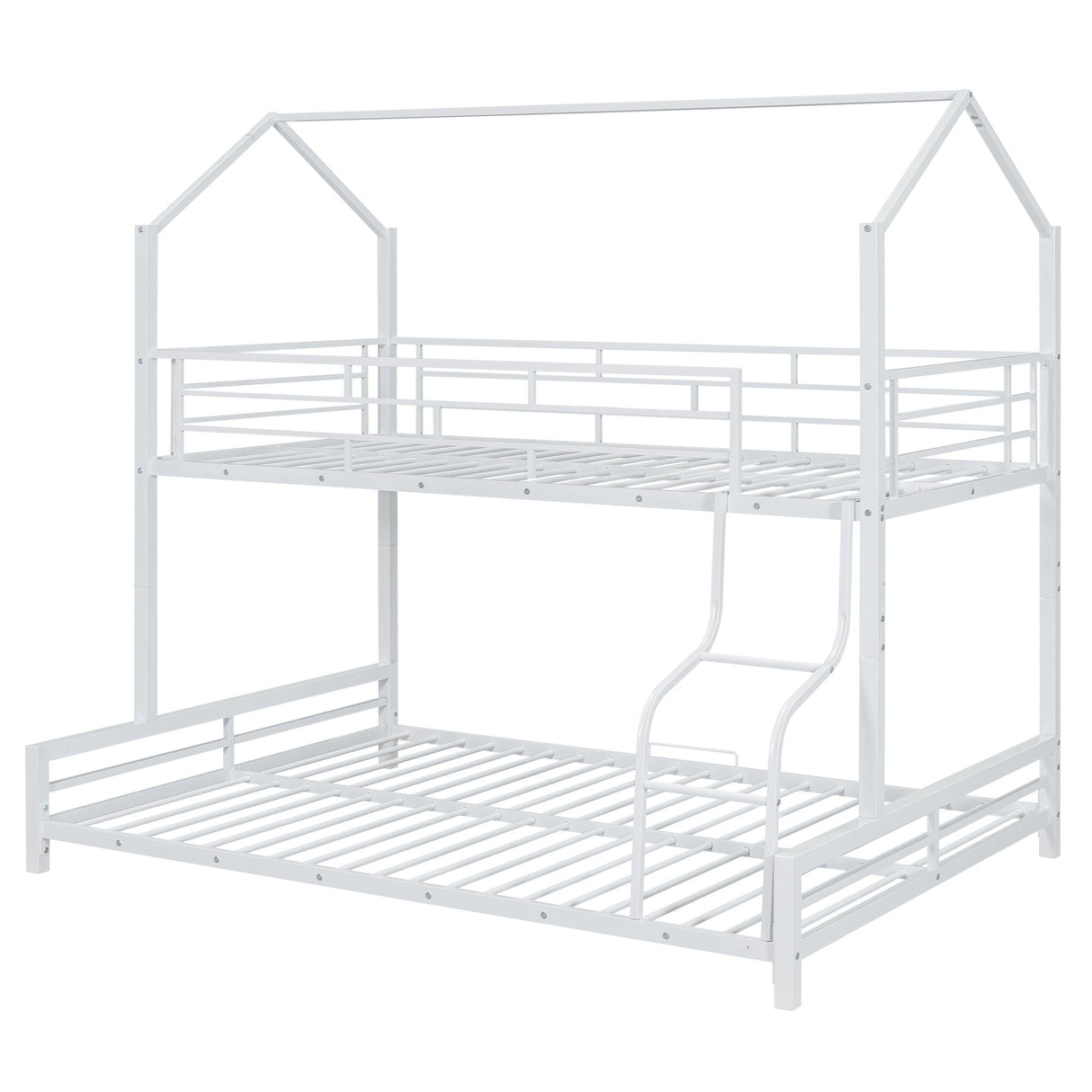 Twin Over Full Metal House Bunk Bed - White by Couch.com