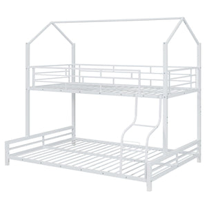Twin Over Full Metal House Bunk Bed - White by Couch.com