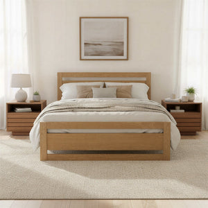 Brown Wood Queen Bed Frame