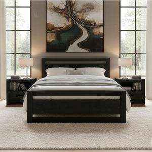 Black Wood Queen Bed Frame