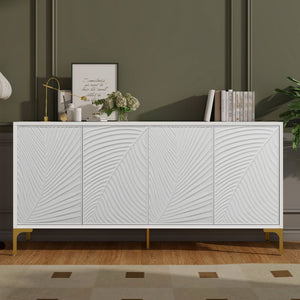 Modern 4 Door Sideboard With Creative Carved Surface And Adjustable Shelves by Couch.com