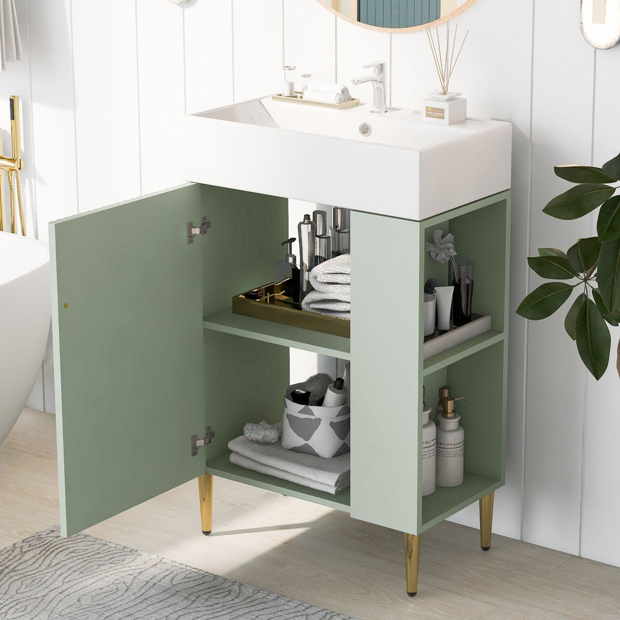 Bathroom Vanity, Combo Cabinet, Bathroom Storage Cabinet, Single Ceramic Sink by Couch.com