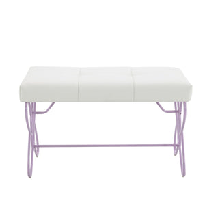 Priya II - Synthetic Leather Purple Bench - Purple / White by Couch.com