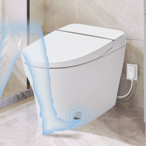 Smart Toilet Bidet Combo With Self-Cleaning Nozzle, Upmarket Compact Dual Flush Toilet 1 / 1.28 Gpf, Tank Less Toilet With Foot Sensor Flush - White Night Light by Couch.com