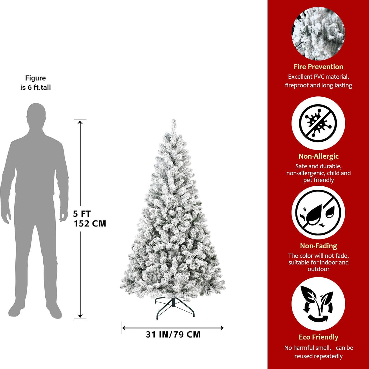 4FT Flocked Christmas Tree with 233 Tips