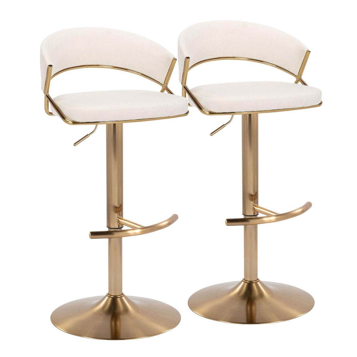 Jie - Contemporary Adjustable Barstool With Swivel With Rounded T Footrest (Set of 2) by Couch.com