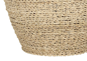 25" Table Lamp with Rattan Base and Linen Drum Shade