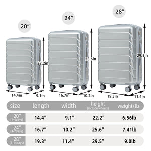 3-Piece ABS Spinner Wheel Luggage Set with Combination Lock