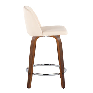 Toriano - Mid Century Modern Fixed Height Counter Stool With Swivel With Round Footrest (Set of 2) by Couch.com