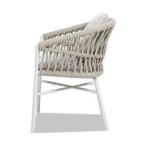 Maiden - Barrel Back Aluminum & Rope Outdoor Patio Dining Chair, Sunproof Olefin (Set of 2) by Couch.com
