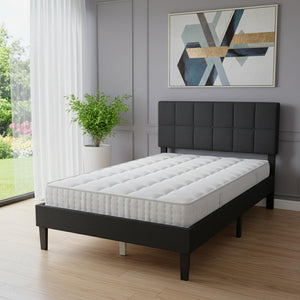 Black Linen Upholstered Extralong Twin Bed Frame