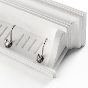 Four Hook 28" White Solid Wood Wall Mount Coat Rack