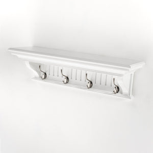 Four Hook 28" White Solid Wood Wall Mount Coat Rack