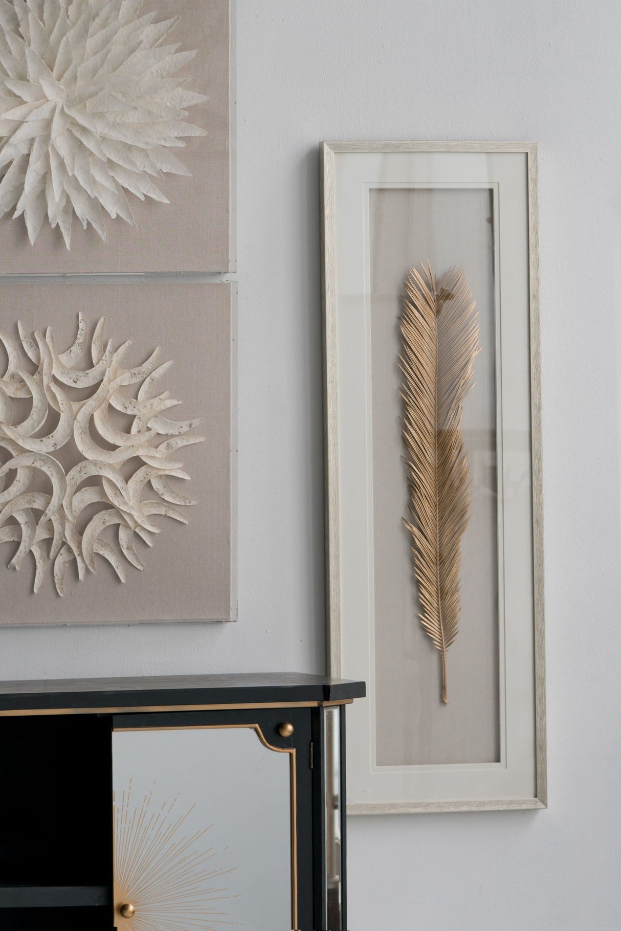 Leaf Framed Wall Art, Wall Decor For Living Room Dining Room Office Bedroom - Gold