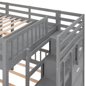 Multifunctional Triple Bunk Bed With Drawers And Guardrails by Couch.com