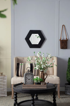 Hexagon Mirror With Natural Wood Frame, Wall Decor For Living Room Bathroom Hallway by Couch.com