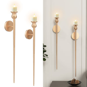 2-Pack Golden Candle Holder Torch Wall Light, Electronic Candle Wall Scone