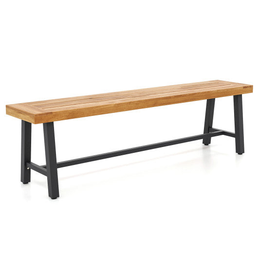 63 Inch 3-Person Acacia Patio Wood Outdoor Backless Bench-Set of 1