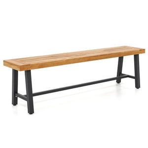 63 Inch 3-Person Acacia Patio Wood Outdoor Backless Bench-Set of 1