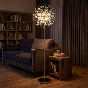 63-Inch Crystal Floor Lamp with Acrylic Crystals-Sliver