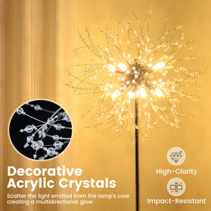 63-Inch Crystal Floor Lamp with Acrylic Crystals-Sliver