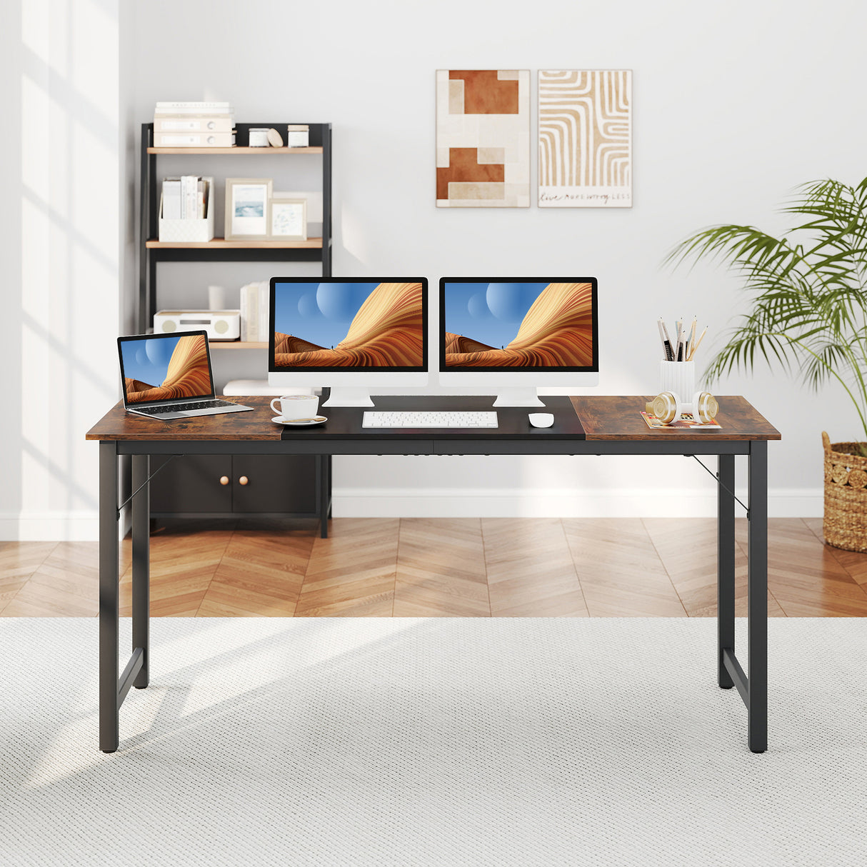 63 Inch Modern Splice Computer Desk with Heavy Duty Steel Frame