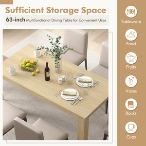 63 Inch Rectangular Modern Dining Kitchen Table-Oak