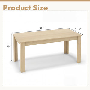 63 Inch Rectangular Modern Dining Kitchen Table-Oak