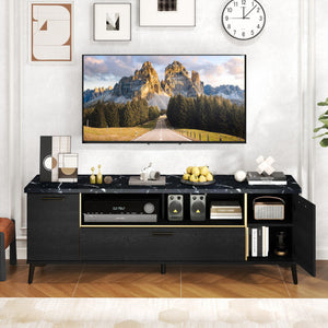 63 Inch TV Stand with Flip Door Cabinet for TVs up to 75 Inch-Black
