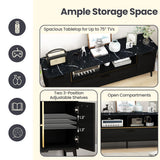 63 Inch TV Stand with Flip Door Cabinet for TVs up to 75 Inch-Black